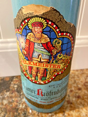 Vintage 1979 MELKMEISTER STONEWARE Wine BOTTLE Colorful Paper Labels