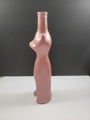 Cat Shaped Glass Wine Bottle EMPTY Gold 13&Prime; Tall