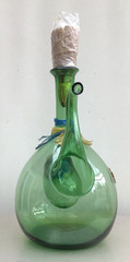 NEW Vintage 1970s Hand Blown Green Glass Italian Wine Bottle 14&Prime; Tall