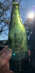 Antique Emerald Green Glass Turn-Molded Bottle Appx 8.25&Prime; Tall