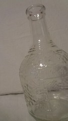 VINTAGE CLEAR GLASS WINE DECANTER BOTTLE EMBOSSED GRAPES LEAVES VINES 4/5 QUART