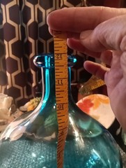 Blue Demijohn Studio Blown Glass Large bottle Crackled Bottom Polished Pontil