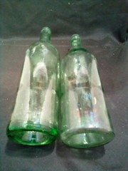 Two Amazingly Colored Aqua Wine Or Liquor Bottles With Pontil Marks Lot-6