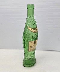 1969 Antinori Bianco Green Glass Fish Wine Bottle Della Costa Toscana Italy 10&Prime;