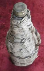 RARE RETSINA GREEK WINE EMPTY CLEAR GLASS DISPLAY BOTTLE WICKER COVER 37 cm tall
