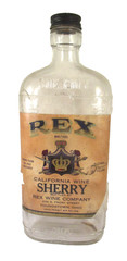 REX BRAND CALIFORNIA WINE SHERRY ONE PINT EMBOSSED GLASS BOTTLE YOUNGSTOWN OH