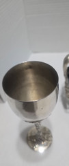 Vtg GodInger Silver Wine bottle Holder/Extender Two Matching Goblets