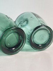 Vtg Cantine Vaselli Orvieto Clear Blue Green Wine Bottle 6&Prime; tall Orvieto