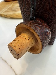 VTG Barware Leather Covered Wrapped Spanish Wine Decanter Wine Bottle 8.5 in