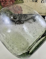 Vintage Pale Green Demijohn Wine Jug Bottle Hand Blown GALAXY of Encased Bubbles