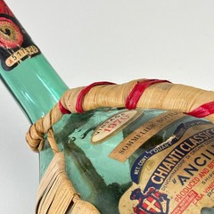 Vintage 1970 Chianti Fiasco Straw Empty Bottle Wrapped Italy 1 Qt Decor 11&Prime; Aqua
