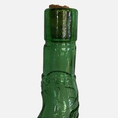 Vtg Empoli 34” Tall Glass Green Bottle Italy Chianti Swirl Cork Label Basket