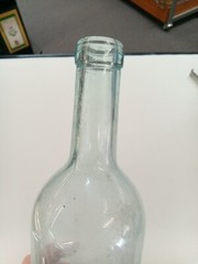 Vintage 3/4 Quart Blue Tinted Glass Wine Bottle