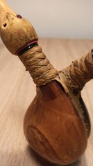 Vintage leather bottle for wine or spirits. Italy. 1980s