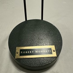 Robert Mondavi Wine Bottle Display Stand 14&Prime; tall Dark Green Wood & Metal