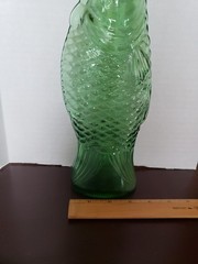 1970s Vintage Green Glass Fish Shaped Wine Bottle Decanter Italy Beautiful