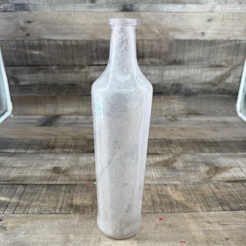 Vintage Frosted HU Heinz Co Wine Bottle Glass