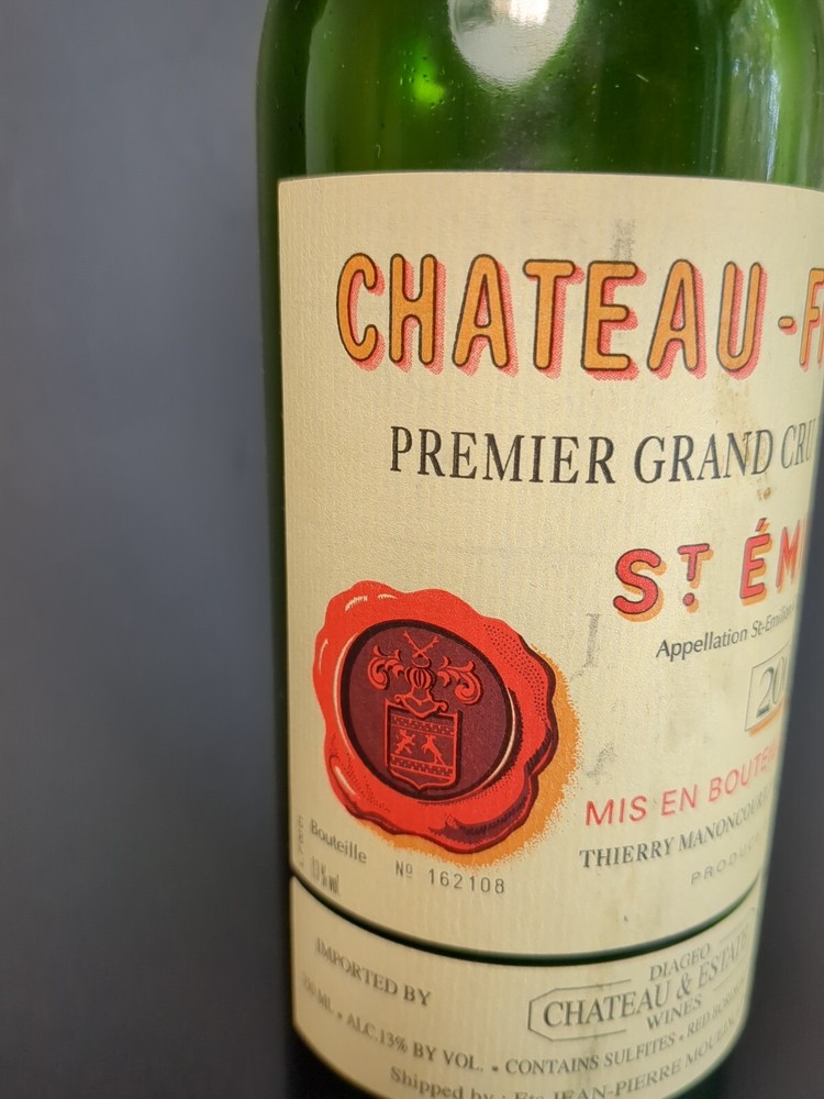 2000 Chateau Figeac St Emilion (empty) Bordeaux Bottle with cork