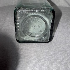 Vintage 50 mm Glass Wine Bottle Tall Aqua Clear Green Collectible Square Bottle