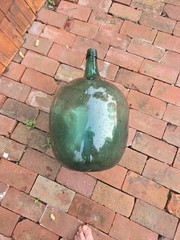 Vintage Green Glass Demijohn Bottle