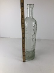 Vintage Pressed Glass Bottle Made in Spain Floral Motif