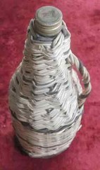 RARE RETSINA GREEK WINE EMPTY CLEAR GLASS DISPLAY BOTTLE WICKER COVER 37 cm tall