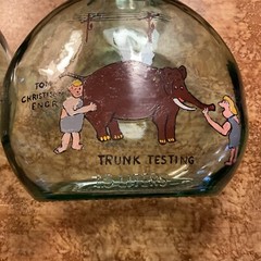 Hand Painted Winter 1.5 Liters Glass Jug Wine Bottle Folk Art ( set of 2 )