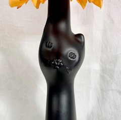 Happy Cat Riesling Matte Black Wine Bottle EMPTY Halloween Cat Decor
