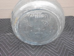 VINTAGE EMBOSSED HEAVY BLUE GLASS 5 GALLON WINE -WATER BOTTLE 19 x 10 in -XX 8 B