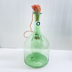 Demijohn Glass Wine Chiller With Stoppers 13 1/2” Green