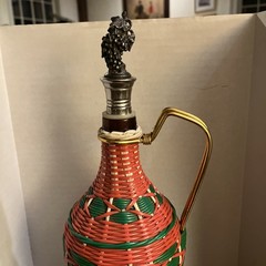 Vintage 70’s Scoubidou Wine Bottle Green And Red