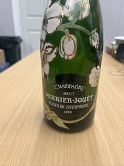 Vintage Perrier-Jouet Fleur De Champagne Bottle~1976~Hand Painted Flowers~Empty~