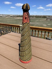 1950’s Viresa Plastic Scoubidou Woven Plastic Wicker Wine Bottle Made In Spain