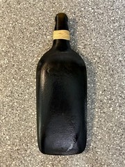 Decorative Amber Brown Flat Pressed Wine Bottle 12”x4.25”
