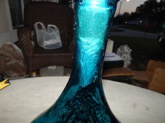 Vintage Blue Glass Genie Bottle Wine Bottle Decanter Italy Estate Find