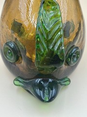 Vintage 1968 Nello Gori Orvieto Blown Crackle Glass Fish Wine Bottle 12”