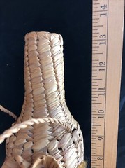 Wicker Rattan Straw Wine Bottle Carrier Holder Decorative Design Vintage Mid-mod