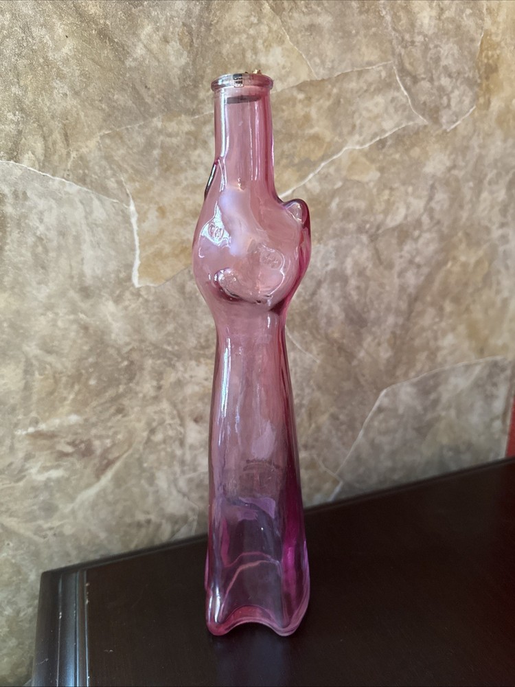 Vintage 2007 Pink Happy Cat Wine Bottle 13” Empty Mosel Riesling. Germany.
