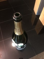 Vintage Perrier-Jouet France Fleur de Champagne Empty Hand Painted Green Bottle