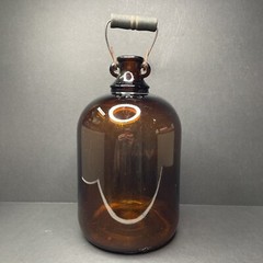 Antique 1930s Brown Glass Wine Jug Jar 1 gal One Gallon With Carrying Handle