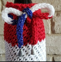 Handmade Knit 4th Of July Wine Bottle Cover