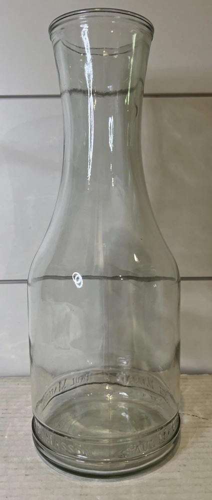 Vintage PAUL MASSON CLEAR GLASS WITH LID Wine Water Milk Carafe