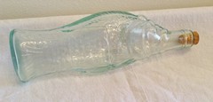 Vtg Empty Italian Fish Shaped Wine Bottle 10” Grn Pescevino Glass Beach Nautical