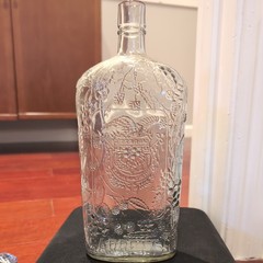 Vintage GARRETT’S American Wines Embossed Clear Glass Bottle 10.25 In. Flask