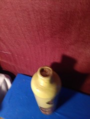 Item # 24 Stoneware Vintage Wine Bottle Pale Yellow