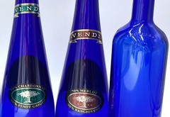 4 Cobalt Blue Glass Wine Bottles: Vendi 16.75&Prime;, Giovello and Unique blue colored