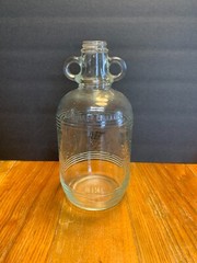Vintage Clear Glass Wine Bottle with Handles One Half Gallon Textured Grape Desi