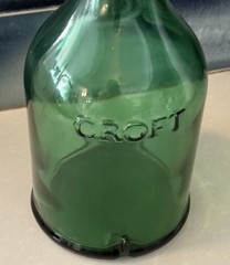 Antq CROFT Port Wine Bottle Embossed Nautical Ship Emerald Green Glass c.1900