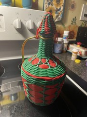Vintage Viresa Plastic Woven Wine Bottle Decanter With Handle