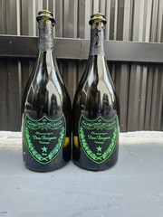 2Empty Dom Perignon Luminous Bottle 750 ML Light Up Green Champagne EXCELENT CON